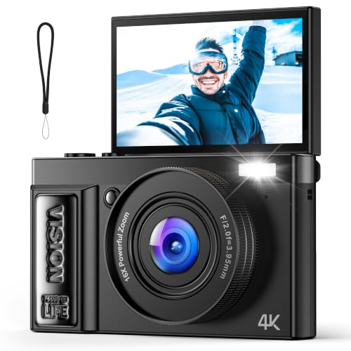 Digitalkamera 4K 64MP Kamera Fotokamera: Digital Kamera für Vlog - Vintage Fotokamera Kinder - Digital Camera - Geschenke für Teenager Junge Mädchen 10-18 Jahre - 180° Klapp-Bildschirm