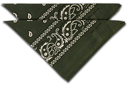 fashionchimp Nicki-Halstuch aus 100% Baumwolle im 2er Set, Unisex Bandana, AZO-Frei (Olivgrün)