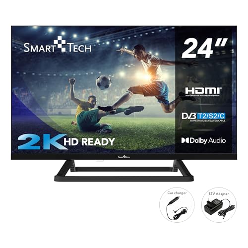 Smart Tech 24HN01V3CA 24 Zoll Fernseher - LED TV mit HD Auflösung, Camping TV mit 12V- Anschluss, Dolby Audio und Triple-Tuner DVB-C/-T2/-S2 (2026