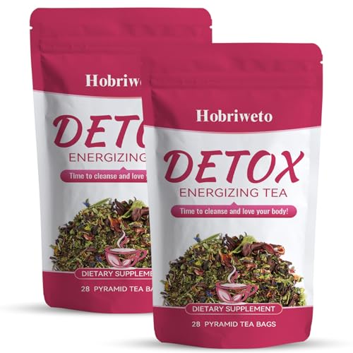 Detox Tee zum Abnehmen – 56 Tage Natürlicher Abnehmentee | Kräutertee mit Grüntee, Oolong, Kamelie Rose | Unterstützt Gewichtsverlust, Entgiftung Verdauung | Vegan mit (28 Teebeutel)