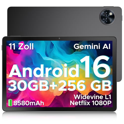 DOOGEE U11 Pro Android 16 Tablet 11 Zoll, 30GB RAM+256GB ROM (2TB TF) 8580mAh, 90Hz Display, Unisoc T7200 Octa Core Tablet PC, 13MP+5MP, 5G WiFi/Widevine L1/ GPS/Face ID/OTG [2026]