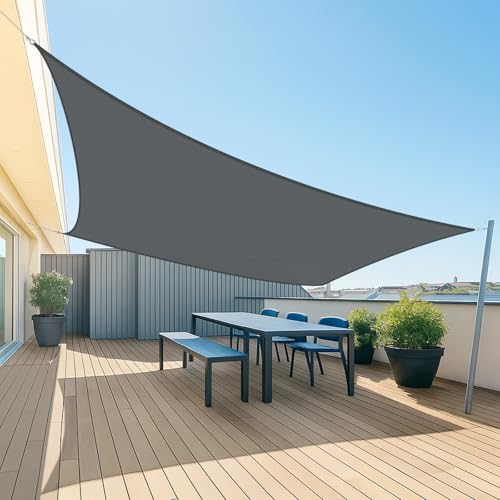 UMI Sonnensegel Wasserdicht 3x3m Rechteckig Sonnenschutz Wetterschutz PES Polyester Segel Baldachin 95% UV Schutz mit Seilen für Garten Balkon Terrasse- Anthrazit