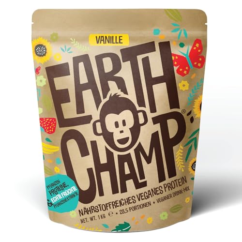 Vegan Protein Vanille | Keine Sucralose | Veganes Proteinpulver aus 4-Komponenten Pflanzliches Eiweißpulver - Laktosefrei, Glutenfrei - Ohne künstliche Aromen (Vanille, 1 Kg mit Dosierlöffel)