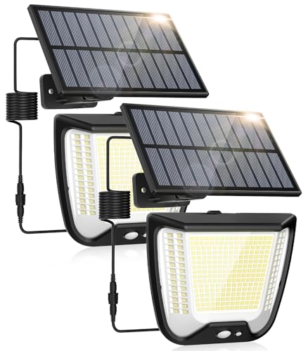 spqment Solarlampen Strahler Außen LED mit Bewegungsmelder - 288 LED Solar Aussen Lampe IP65 Wasserdichte Solarleuchte 270° Beleuchtungswinkel Aussenleuchte 3 Modi Solarlampe Garten für Hof Garage