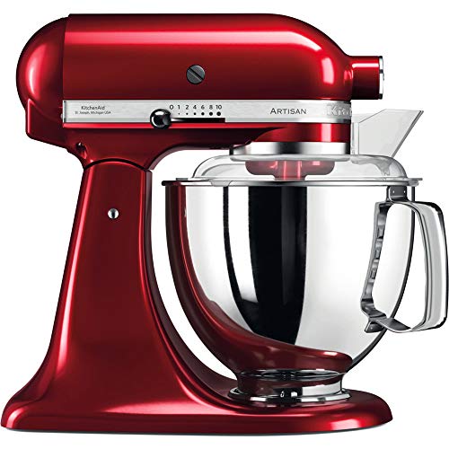 KitchenAid Küchenmaschine - Artisan - Kippbarem Food Processor - Teigknetmaschine mit 5 Zubehör - 2 Schüsseln aus Edelstahl - 4.8 L - Liebesapfelrot