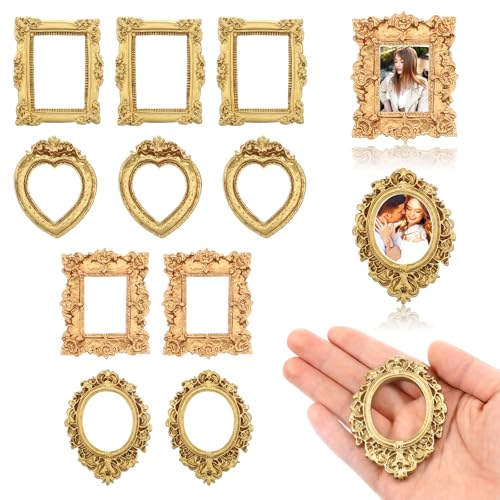 Tucnoeu 15 Stück Mini Bilderrahmen Gold Kleine Miniatur Rahmen Vintage Harz