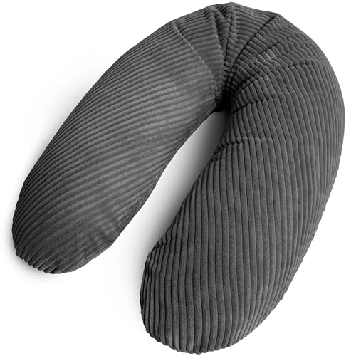 Amilian Stillkissen XXL 170 cm – Seitenschläferkissen für Schwangerschaft & Stillzeit – Lagerungskissen mit Füllung & abnehmbarem Bezug - Nebelklang