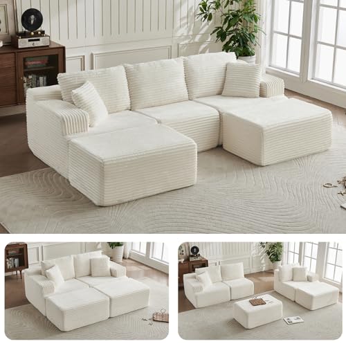 TEYVOKS Modulares U-Form Ecksofa 262cm Beige