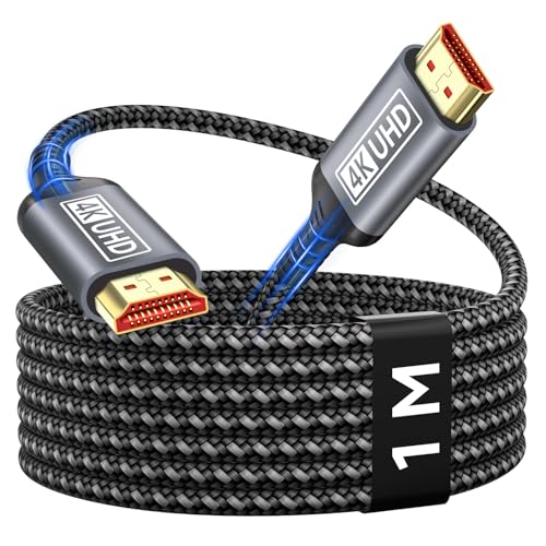 Nersligek 4K HDMI Kabel 1M, Ultra HDMI 2.0 Kabel High Speed 18Gbps Unterstützung 4K@60Hz HDR, HDCP2.2, Ethernet, 3D, ARC, Nylon Geflochten, Kompatibel mit Laptop, Monitor, PS5, PS4, Xbox, Fire TV, PC