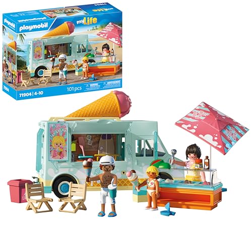 PLAYMOBIL | Vacation on The Beach | Ice Cream Truck mit Surfshop | Spielzeug ab 4 Jahren | Geschenk für Kinder | Fördert Kreativität & Rollenspiel | Strand-Abenteuer mit Figuren & Fahrzeug | 71904