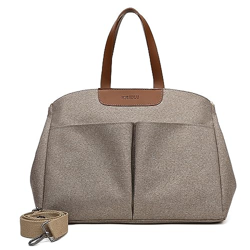 Vllcsla Wickeltasche Kinderwagen Damen Wasserdicht, Khaki, Baby Taschen für Mama Papa, Elegante Wickeltasche Große, mit 2 Kinderwagen Haken & Isoliertasche, 38x15x27 cm, Multifunktions, Universal