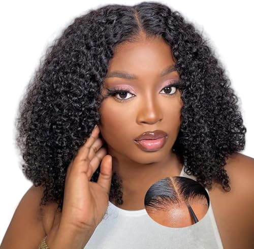 Oxeyegirl 18 Zoll Echthaar Perücke 9x6 Kinky Curly Afro lockig Wear and Go Glueless Wig 180% Density Lace Front Wig Human Hair Wigs For Black Women Perücken Echthaar Damen No Glue Pre Plucked Pre Cut