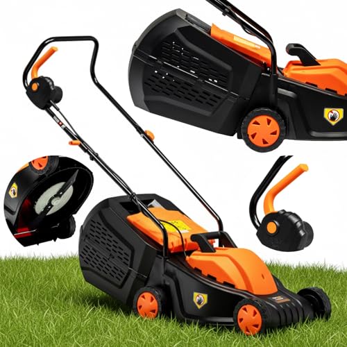 TOP CUT Elektro Rasenmäher – 1200W Induktionsmotor, 32 cm Schnittbreite, 30L Fangkorb, leicht & kompakt – Akku Rasenmäher Alternative für kleine Gärten – TC-KE1200-32