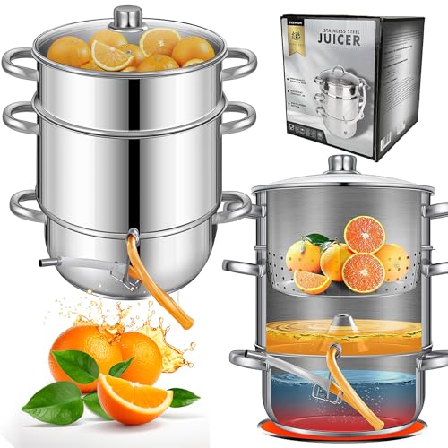 KARL HAUSMANN Dampfentsafter 5L Edelstahl - Entsafter Kocher für Induktion, Gas & alle Herdarten | Saft aus Obst & Gemüse, BPA frei, mit Schlauch, Spülmaschinengeeignet