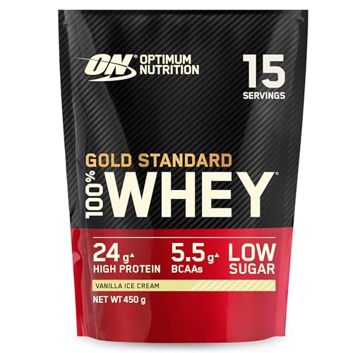 Optimum Nutrition Gold Standard 100% Whey, Proteinpulver, Geschmack Vanilla Ice Cream, 450g, 15 Portionen