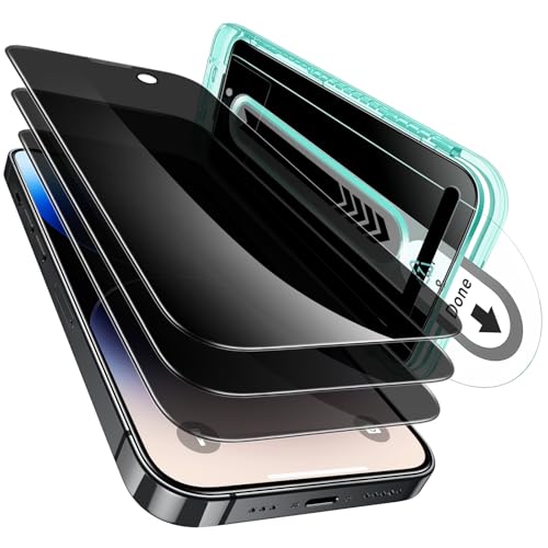 ESR für iPhone 14 Pro Max für Panzerglas, Displayschutzfolie, 3 Stück, Antispy Sichtschutzfolie aus gehärtetem Glas mit Flawless Fit Ablage, 9H Härte, kratzfest, HD