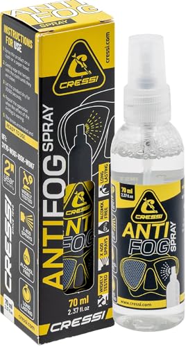 Cressi seit 1946 - Anti Fog Spray 70 ml für Tauchmasken und Schwimmbrillen, Transparent, 1 Stück à 70 ml, Unisex für Erwachsene