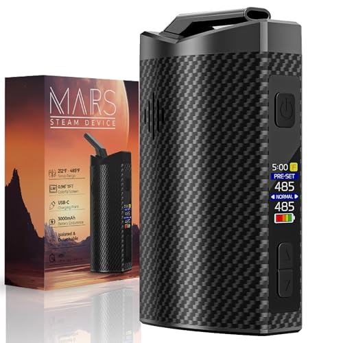 Vaporizer Cannabis IOUQ Mars Kit für LCD Display Tragbare Trockene Kräuter Vape 3000mAh Battery präziser Temperaturregelung 100–250 °C of Herbal Vaporizer (1, Carbon fiber black)