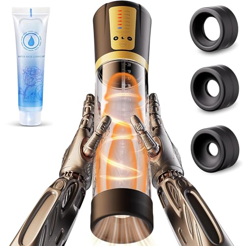 Elektrische Penispumpe Masturbator Sex Spielzeug für die Männer - Vakuumpumpe mit 5 Starken Saugmodi Penies Pump mit 6 Penisringe & 3 Silikonhülsen Erotisches Sexspielzeug für Männer Penisvergrößerung