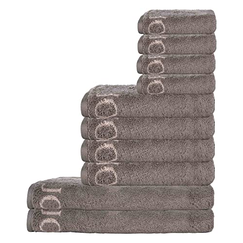 Joop! Handtuch Set, 10-TLG. - Classic, 2X Duschtuch, 4X Handtuch, 4X Gästetuch Braun Set