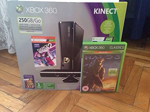 Xbox 360 Kinect 250GB Konsole + Kinect Sports 1 + Dance Central 2 + Kinect Adventures
