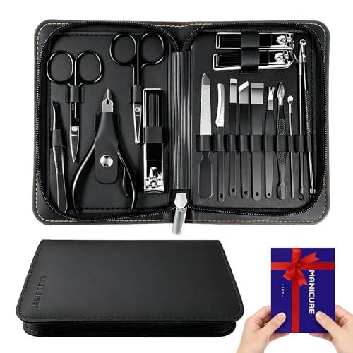 Wosyoodo Nagelknipser Maniküre Set, Pediküre Set, 17-in-1 Nagelpflegeset aus Edelstahl mit Tragbarem Etui für Zu Hause & Reise, Scharf, Langlebig & Kompakt für Damen und Herren