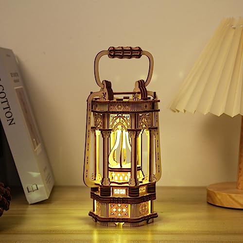 Cuteefun 3D Holz Puzzle Modle Kit, Machen Sie Ihr Eigenes Holzhandwerk Kit für Erwachsene zu Bauen, Holz Mechanische Konstruktion Set, Ideal für Geburtstag Weihnachten (Lamp)