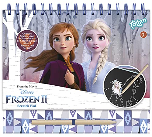 Totum Frozen II Scratch Book: Kratzbuch & Ausmalbuch mit Schablonen und Glitzerstickern mit Anna & ELSA, Activity Book für zuhause und unterwegs 681439, [A] 'Blau, Weiß, Silber'