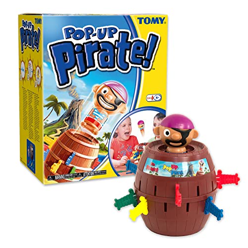 TOMY Offizielles Kinderspiel Pop Up Pirate, Hochwertiges Aktionsspiel für die Familie, Piratenspiel zur Verfeinerung der Geschicklichkeit Ihres Kindes, Popup Spiel
