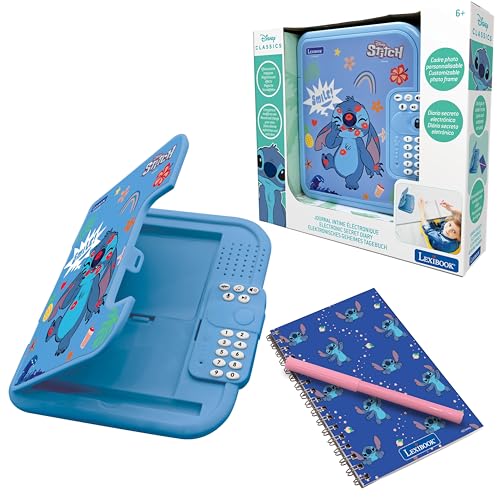 Lexibook, Disney Stitch: Elektronisches Tagebuch mit Stift und Notizbuch inklusive, interaktiv, passwortgeschützt, Spaßfunktionen, Soundeffekte, Blau, SD50D