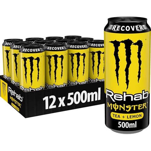 Monster Energy Rehab Lemon, 12x500 ml, Einweg-Dose – Energy Iced Tea mit Zitronengeschmack