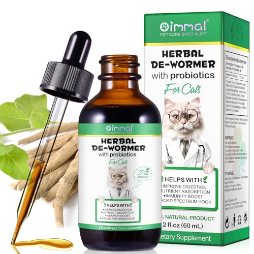 Wurmkur Katze 60ml, Entwurmungsmittel Katzen mit Probitika, Natürliche Katzenwurmer-Tropfen, Verbesserung der Verdauung, Immunitätsschub- Kräuterentwurmer Entwurmung Katze