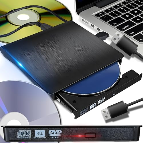 Retoo External DVD Laufwerk USB 3.0 Type-C CD DVD +/-RW Optical Drive USB C Burner Slim CD/DVD ROM Rewriter Writer Reader Portable for PC Laptop Desktop MacBook Mac Windows 7 8.1 10 Linux OS Appl