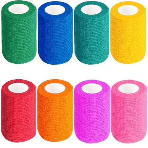 BILGETA Selbstklebender Verband, 8 Rollen x 7,5cm x 4,5m Pflaster Rolle Verbandsmaterial, Elastische Binde Bandage Fixierbinde Haftbandage Selbstklebend