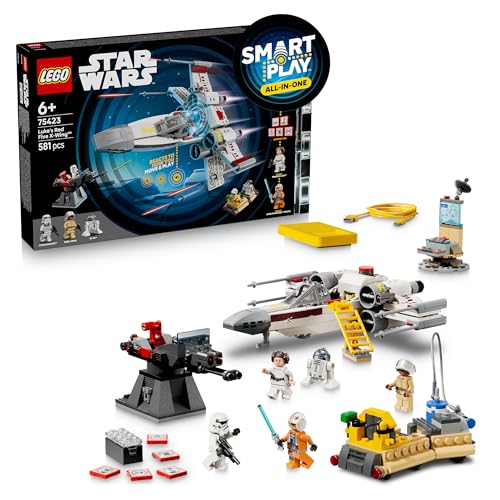 LEGO Star Wars 75423 SMART Play: Lukes Rot Fünf X-Wing - Interaktives All-in-1 Spielset mit SMART Brick, 5 Tags, 2 Minifiguren & Ladegerät - Geschenk für Jungen, Mädchen ab 6 Jahren und Erwachsene
