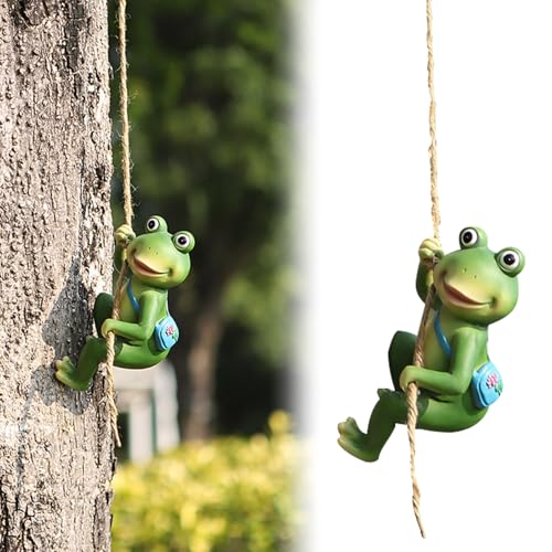 ARONRAVE FroschDeko Frühlingsdeko Garten Deko Draußen Gartenfiguren & Gartenstatuen Gartendeko für Draußen Wetterfest Gartenstecker Frosche Kletternder für Gartenteiche, Brunnen, Hof, Geschenk
