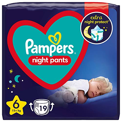 Pampers Night Pants Windeln Größe 6 (15+ kg), 19 Windeln, Nachtwindeln bieten Schutz Die ganze Nacht