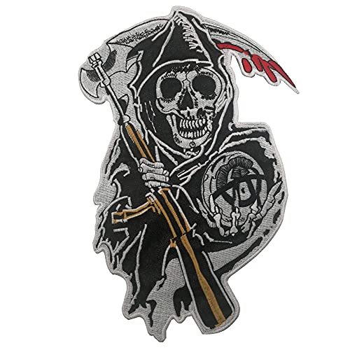 Sons of Anarchy Sensenmann Totenkopf Punk Rocker Rider Motorrad Biker Patches bestickt Nähen Applikationen dekorative Abzeichen