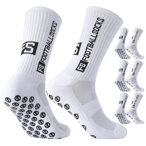 Utensilsto 3 Paare Fußballsocken Rutschfeste Sportsocken 40-44 Anti Rutsch Grip Fußball Socken Atmungsaktiv Fussball Socken für Herren Damen Fussball Basketball Laufen Rugby Tennis