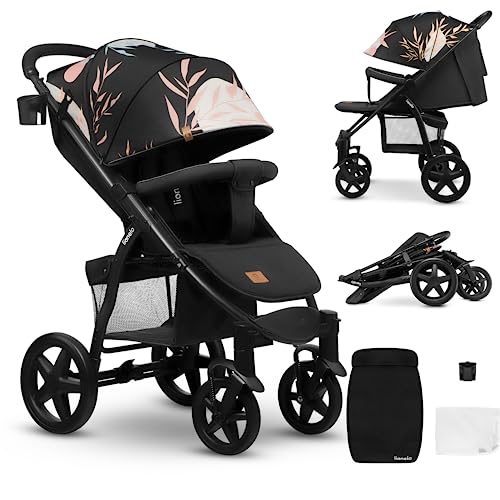 LIONELO Annet Buggy bis 22 kg mit Liegefunktion, Kinderwagen klein zusammenklappbar mit Zubehör, Eva-Schaum-Räder, Moskitonetz, Fußdecke Getränkehalter, Korb