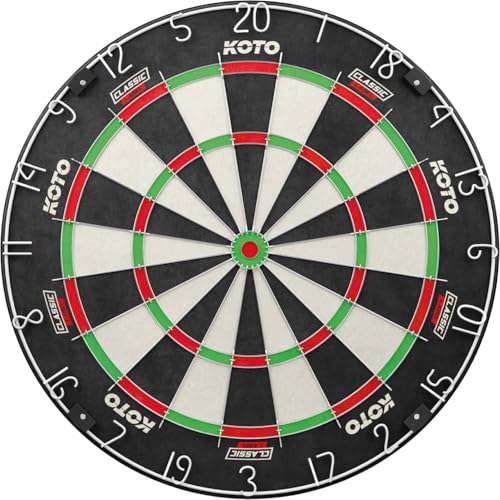 KOTO – King Classic Dartscheibe, Offizielle Turniermaße, Dartscheibe Steeldart, Rotierender Zahlenring