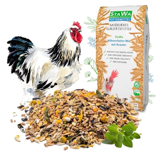 StaWa Hühnerfutter-Mix mit Kräuter, ohne Gentechnik, Alleinfuttermittel für Hühner, 25 kg