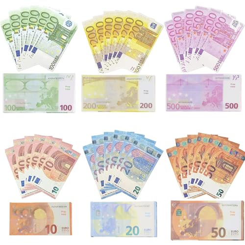 JOKILY Spielgeld Set, 120 Blätter Spielgeld Euro Scheine Nennwert 10/20/50/100/200/500, Spiel Geld, Geeignet für Kinder ältere Menschen, Verbessern Lernen Währungskenntnisse Fähigkeiten
