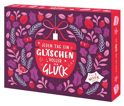 Glück Marmeladen Adventskalender – 24 Mini-Marmeladen & Winterlichen Aufstrichen – Feinkost Geschenkkalender für Frühstück & Geschenkidee – Handgemachter Adventskalender Deutschland