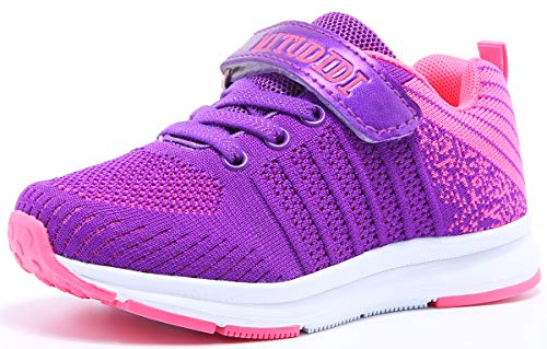 Mitudidi Unisex-Kinder Turnschuhe Mädchen Sportschuhe Leicht Atmungsaktiv Laufschuhe Outdoor Fitnessschuhe Sneaker Hallenschuhe für Pink Rosa 29EU