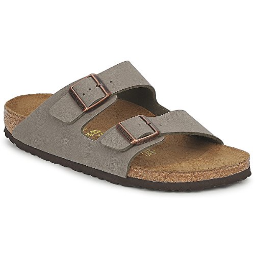 BIRKENSTOCK Classic Arizona Birko-Flor, Unisex-Erwachsene Pantoletten, Grau (Stone), 41 EU