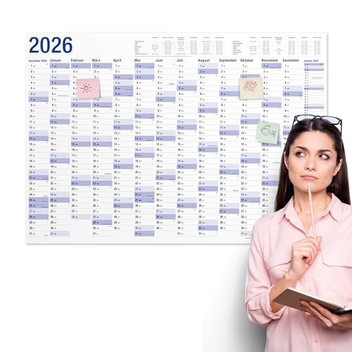 Yohmoe® XXL Wandkalender 2026 groß (98 x 68 cm) GEFALZT in Poster Größe. Querformat, gefaltet - Kalender 2026 Wandkalender