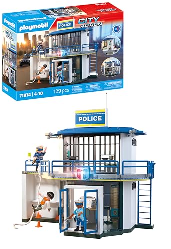 PLAYMOBIL | City Action | Polizeiwache mit Fahndungsraum | Actionreiches Polizei-Spielzeug | Mit vielen spannenden Details | Fördert Kreativität | Für Kinder ab 4 Jahren | 71874