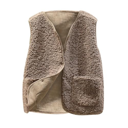 SKFLABOOF weste damen, herbst outfit damen, teddy weste pullunder teddywesten fleeceweste ärmellos plüschjacke Damen-Westen Lange Fellweste Fleece Teddyweste Lang Fleecejacke Westen