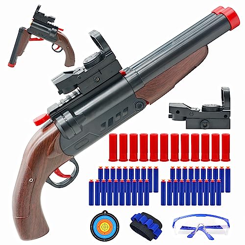 Double Barrel Soft Bullet Shot Spielzeug Schaum Blaster mit Shell Auswerfen, 2 in 1 Schaum Dart Blaster, Geschenk für Kinder, Jugend, Teen Spielzeug Soft Bullet Bildungsmodell Spiele für 6+ Jungen